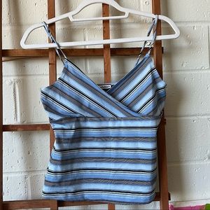 Y2K Striped Blue Wrap Tank Top